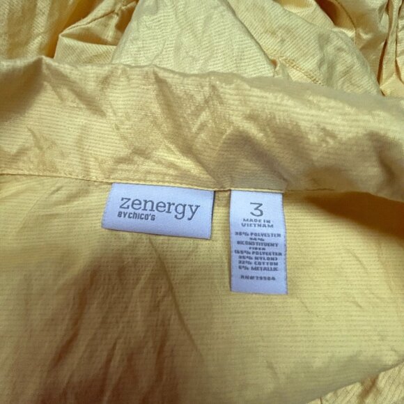 Zenergy by Chico's Womens Full Zip Windbreaker Jacket Ruched Yellow Size 3 / XL - Picture 3 of 8